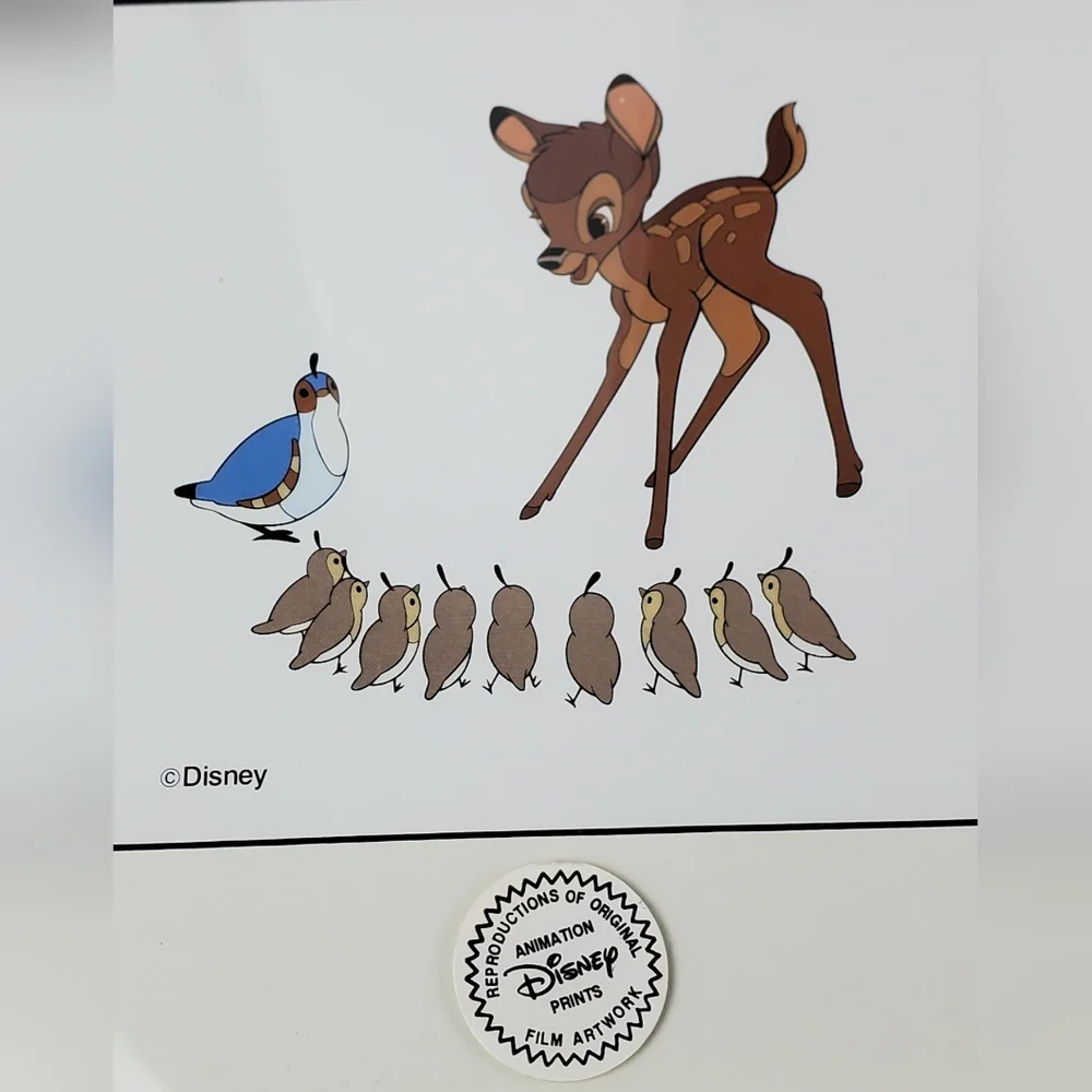 Disney Bambi and Quails Reproduction of Original Film Artwork Animation Print
